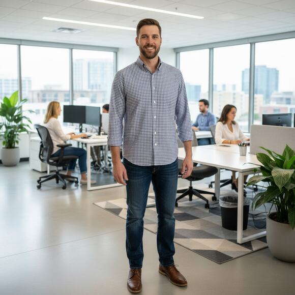 Perry Ellis XXL Non-Iron 100% Cotton Long Sleeve Button Down Shirt - Picture 1 of 10